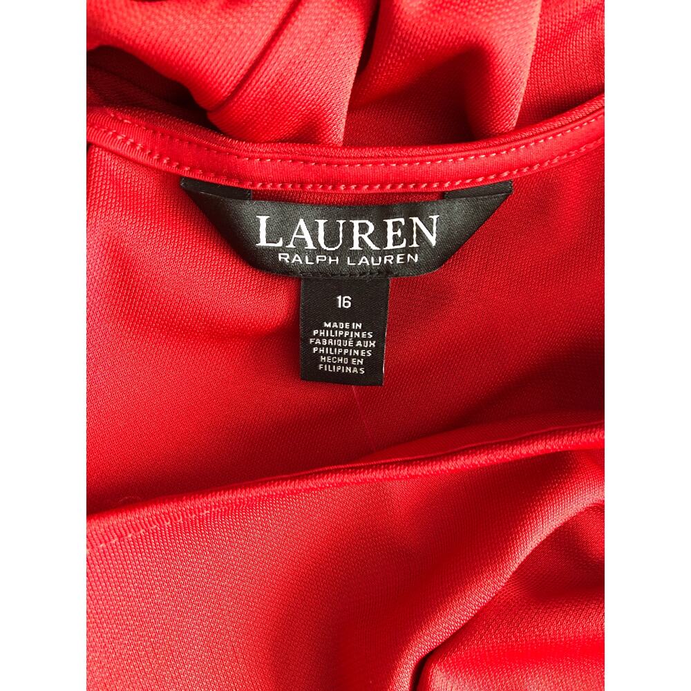Lauren Ralph Lauren Gervas Short Sleeve Dress Red Women's Size 16 NEW - Picture 5 of 10